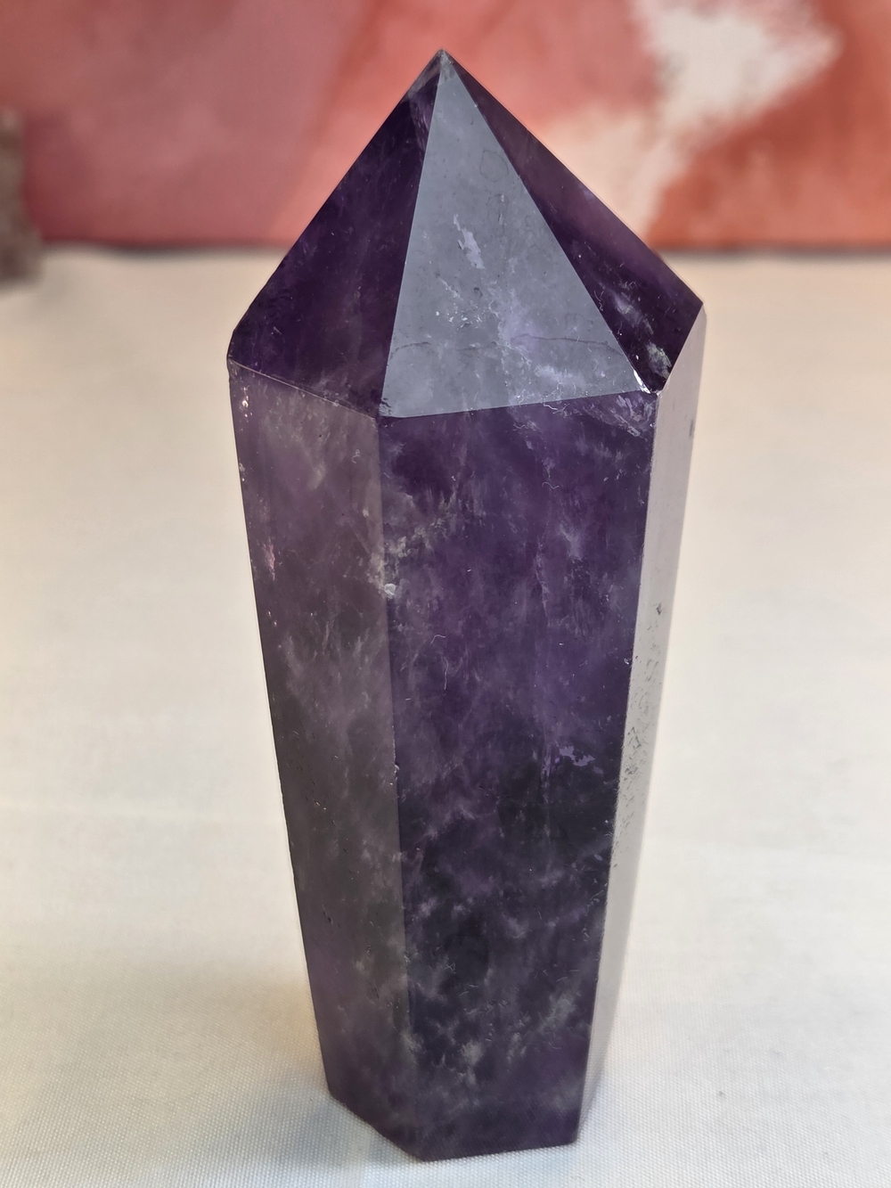 Amethyst Crystal Gemstone Point Tower - Purple Home Accent - Desk Decor